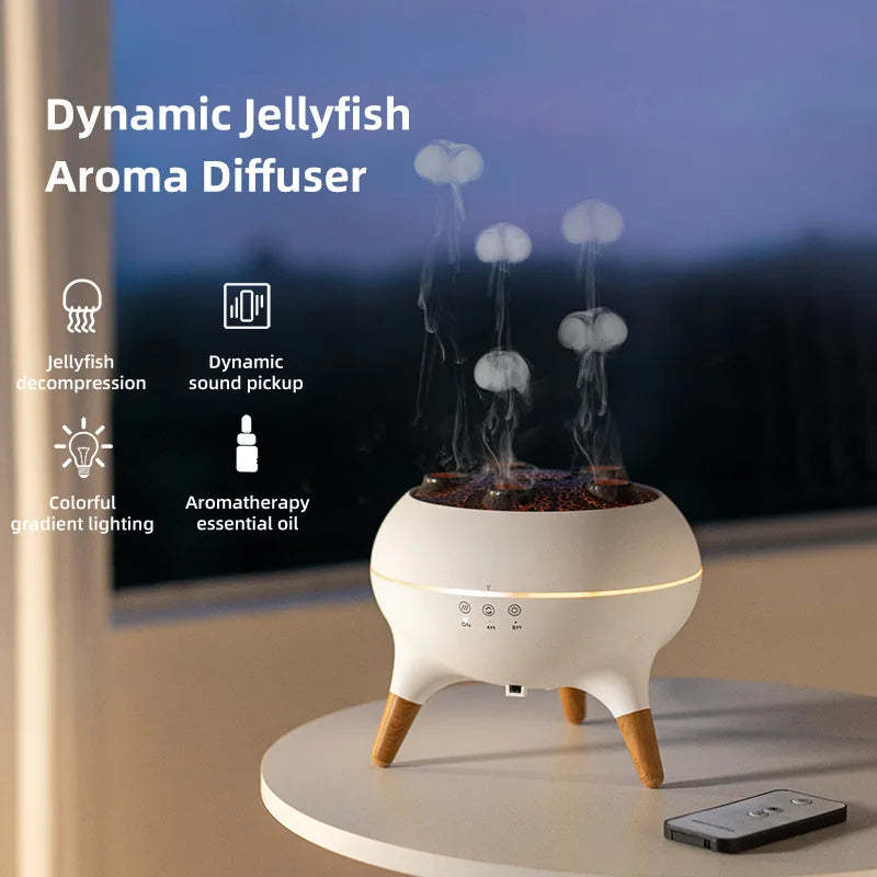 3D Simulated Flame Aromatherapy Diffuser Timing Jellyfish Spray Dynami