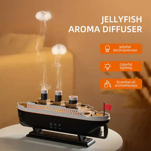 Norvedic Jellyfish Mist Oil Humidifier Ultrasonic Ship Essential Oil Jellyfish Diffuser Electric Steamship Diffuser for Home